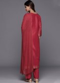 Red Salwar Suit in Silk Blend with Woven - 2