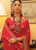 Red Satin Woven Classic Designer Saree for Ceremonial - 1