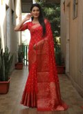 Red Silk Bandhej Print Trendy Saree - 2