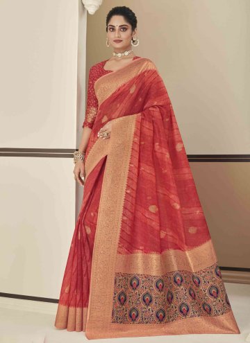 Red Silk Bandhej Print Trendy Saree for Ceremonial