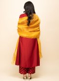 Red Silk Blend Embroidered Salwar Suit - 1