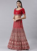 Red Silk Embroidered A Line Lehenga Choli for Bridal - 2