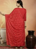 Red Silk Embroidered Trendy Salwar Kameez for Ceremonial - 2