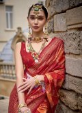 Red Silk Fancy work Classic Designer Saree for Ceremonial - 1