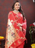 Red Silk Meenakari Contemporary Saree for Ceremonial - 1