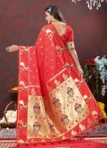 Red Silk Meenakari Contemporary Saree for Ceremonial - 2