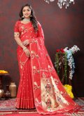 Red Silk Meenakari Contemporary Saree for Ceremonial - 3