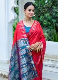 Red Silk Woven Contemporary Saree - 1