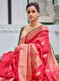 Red Silk Woven Traditional Saree - 1