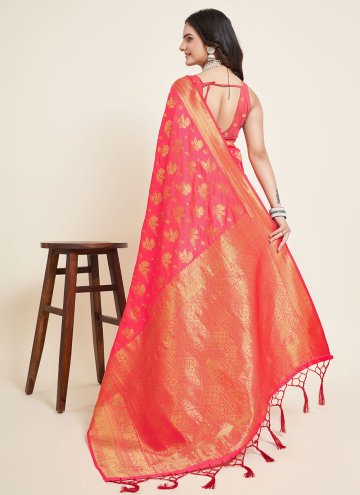 Red Silk Woven Trendy Saree for Ceremonial