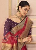 Red Trendy Saree in Silk with Embroidered - 1