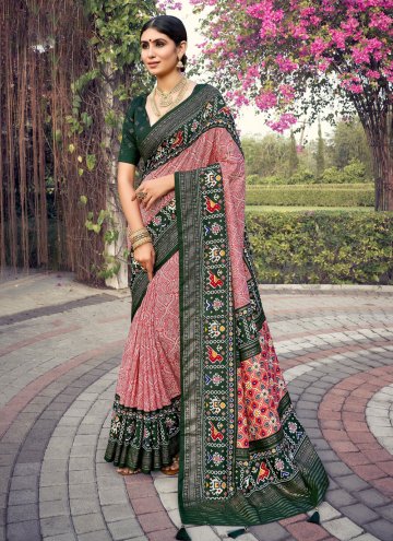 Red Tussar Silk Foil Print Trendy Saree for Casual