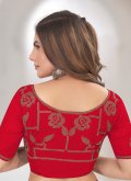 Red Vichitra Silk Embroidered Designer Saree - 2