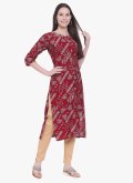 Red Viscose Printed Party Wear Kurti for Casual - 3