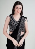 Remarkable Beads Satin Silk Black Trendy Saree - 1