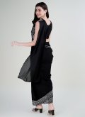 Remarkable Beads Satin Silk Black Trendy Saree - 2