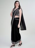 Remarkable Beads Satin Silk Black Trendy Saree - 3