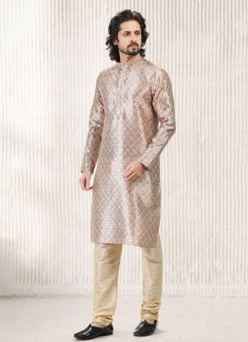 Remarkable Beige Banarasi Jacquard Fancy work Kurta Pyjama for Ceremonial
