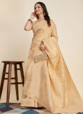 Remarkable Beige Banarasi Woven Classic Designer Saree for Ceremonial - 3