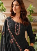 Remarkable Black Chinon Embroidered Salwar Suit for Ceremonial - 1