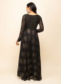 Remarkable Black Georgette Foil Print Gown - 3