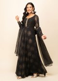 Remarkable Black Georgette Foil Print Gown - 4