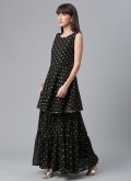 Remarkable Black Georgette Foil Print Salwar Suit - 2