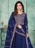 Remarkable Blue Art Silk Embroidered Salwar Suit - 1