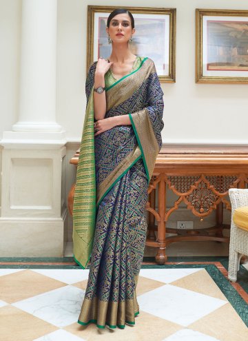 Remarkable Blue Patola Silk Woven Traditional Saree