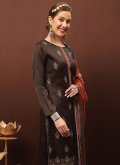 Remarkable Brown Silk Embroidered Palazzo Suit - 3