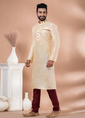 Remarkable Cream Banarasi Fancy work Kurta Pyjama