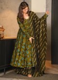 Remarkable Digital Print Muslin Green Salwar Suit - 2