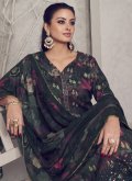 Remarkable Digital Print Pashmina Black Salwar Suit - 1