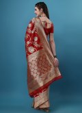 Remarkable Embroidered Banarasi Jacquard Maroon Designer Traditional Saree - 7