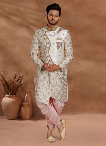 Remarkable Embroidered Fancy Fabric Pink Indo Western Sherwani