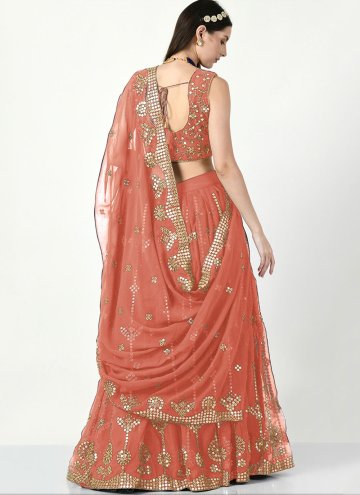 Remarkable Embroidered Faux Georgette Rust A Line Lehenga Choli