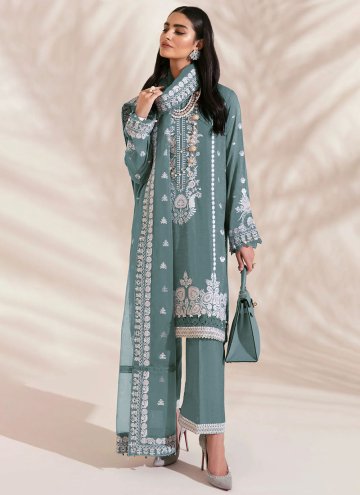 Remarkable Embroidered Faux Georgette Sea Green Tr