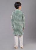 Remarkable Embroidered Georgette Green Kurta Pyjama - 3