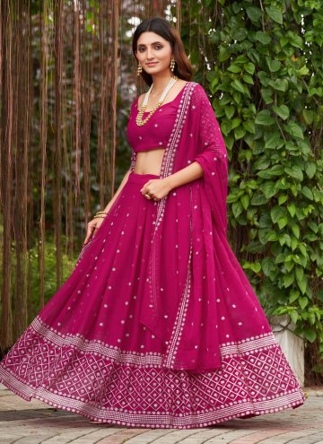 Remarkable Embroidered Georgette Pink Lehenga Chol