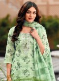 Remarkable Embroidered Linen Green Trendy Salwar Kameez - 1