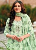 Remarkable Embroidered Linen Green Trendy Salwar Kameez - 3