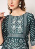 Remarkable Embroidered Muslin Sea Green Salwar Suit - 1