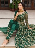 Remarkable Embroidered Net Green Salwar Suit - 1