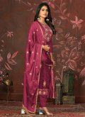 Remarkable Embroidered Organza Rani Pant Style Suit - 1