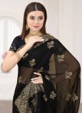 Remarkable Embroidered Silk Black Contemporary Saree - 1