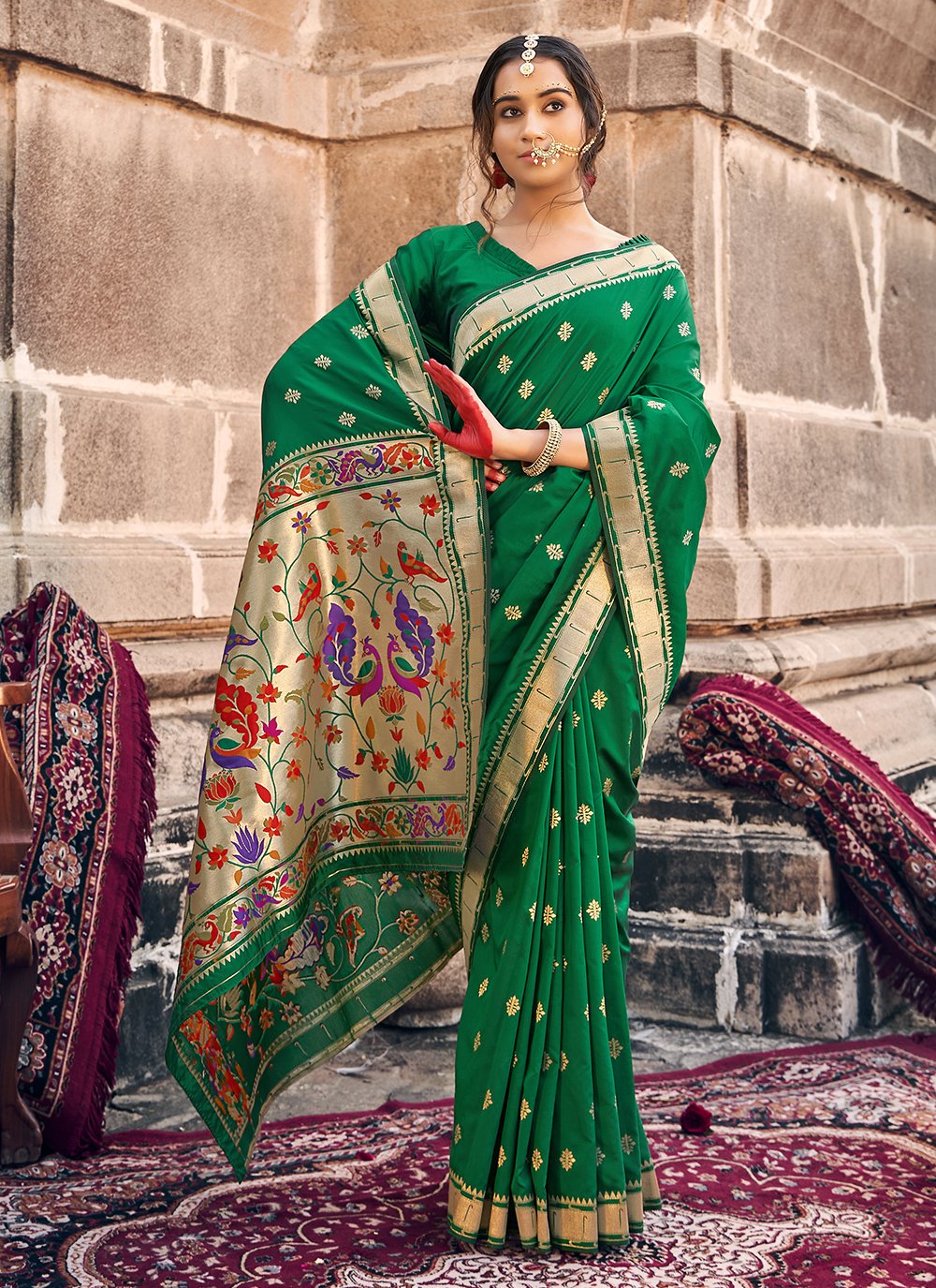 Remarkable Green Banarasi Woven Classic Designer Saree