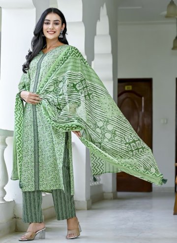 Remarkable Green Cotton  Printed Salwar Suit