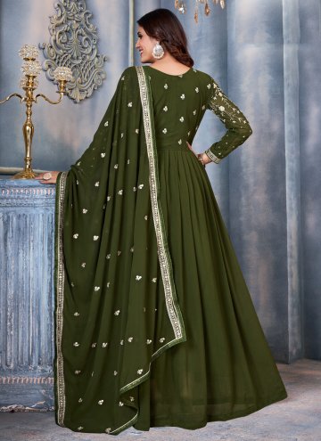 Remarkable Green Faux Georgette Embroidered Anarkali Salwar Kameez