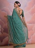 Remarkable Green Georgette Border Contemporary Saree for Ceremonial - 2