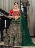 Remarkable Green Georgette Embroidered A Line Lehenga Choli - 1